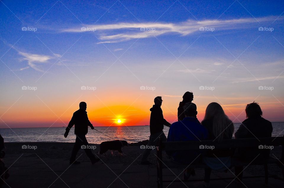 Sunset silhouettes in Old Skagen in Denmark 