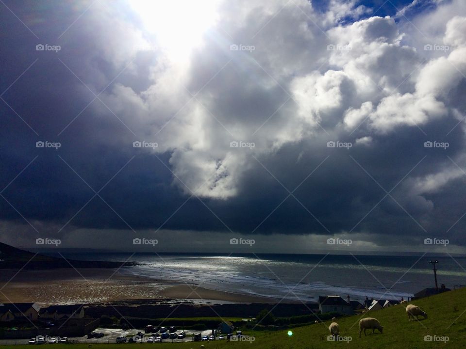 Scenic view of cloudy sky over sea