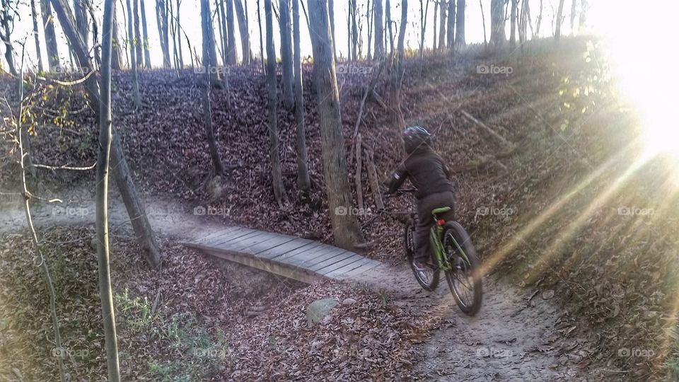 evening bike ride on single track