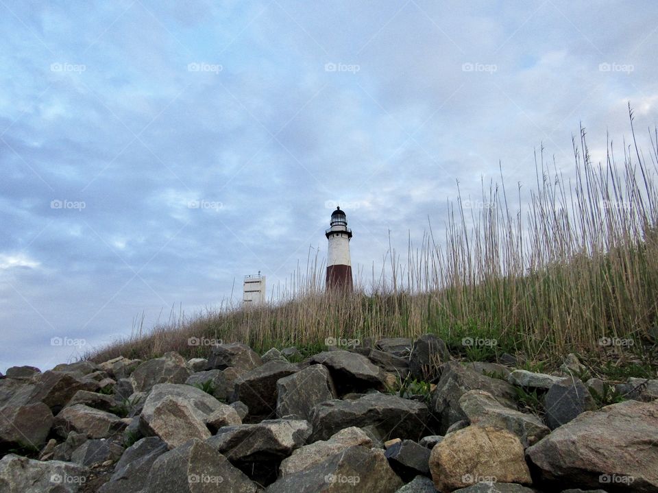 New York, Long Island, Montauk, Montauk Point Light, sky, clouds, Sand, Nature, wildlife, lighthouse, rocks, wind, beach, nature,