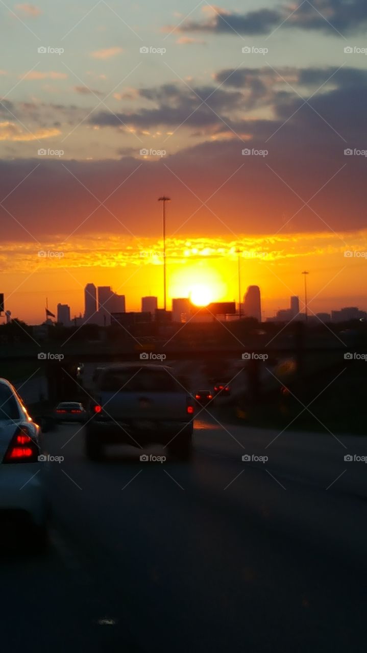 Downtown  Dallas Skyscrapers and a Sunset