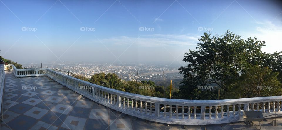 Panoramic view of chiang Mai from the lookout point at doi sutep temple in Thailand 