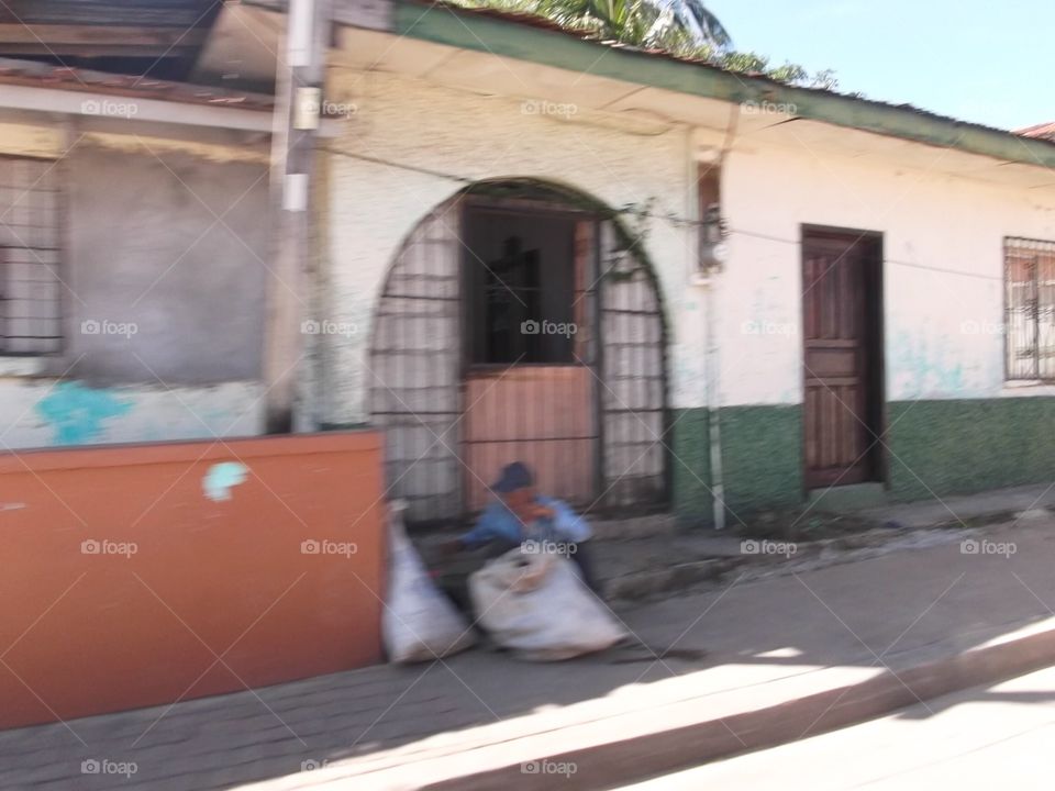 Photo from moving car traveling in Roatan, Honduras