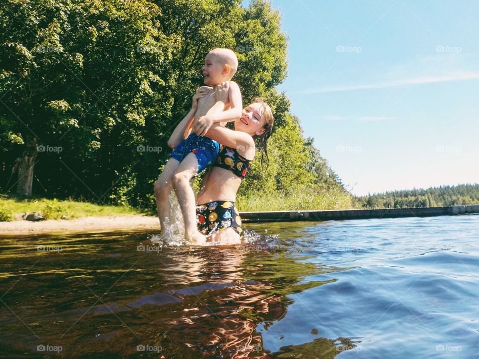 Children playing in the water