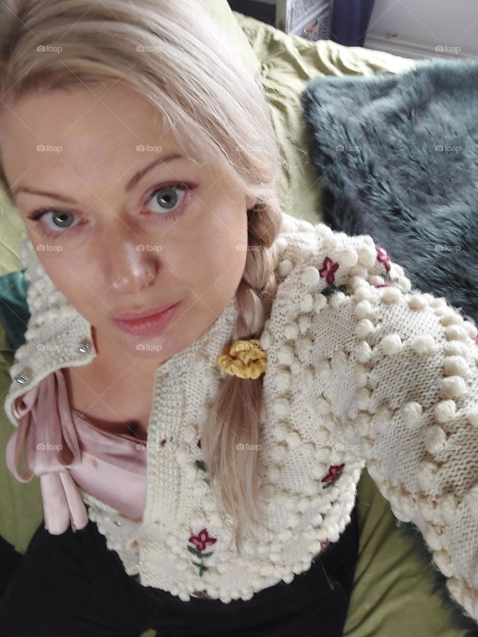girl in knitted vest