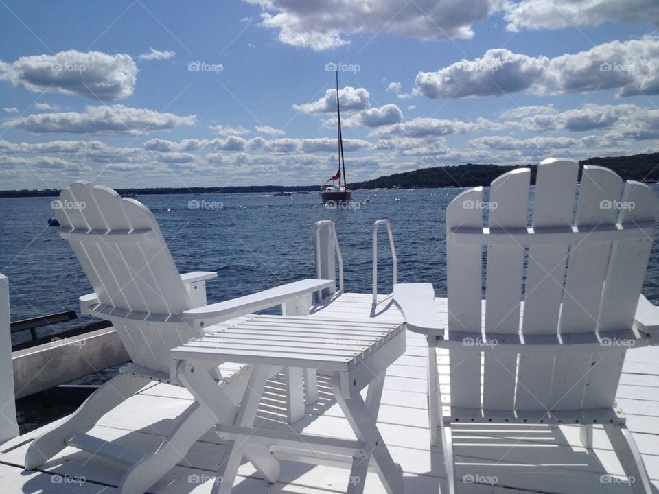 White adirondack chairs