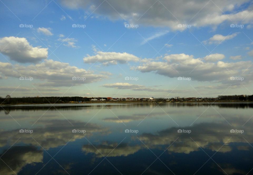 Reflection of cloud on lake