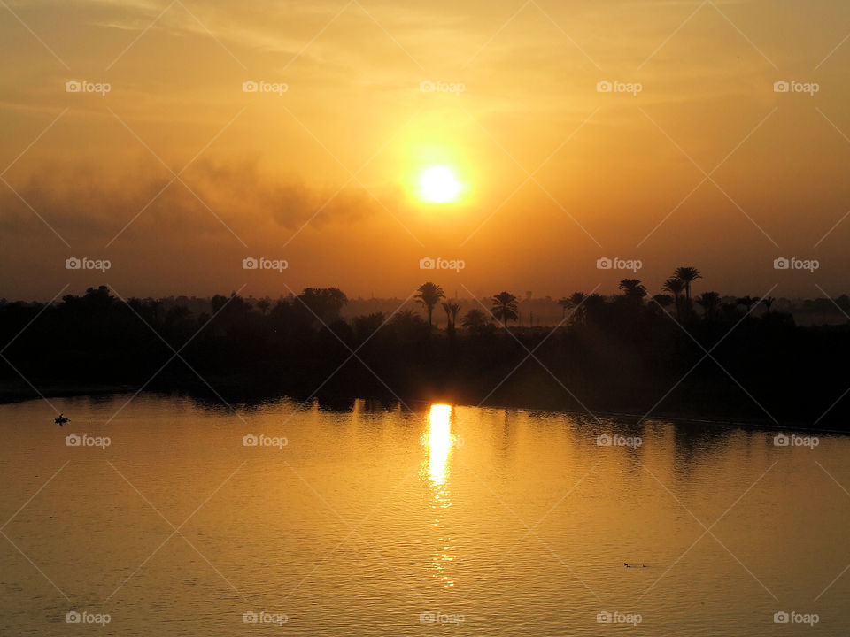 sunset on the Nill river in Egypt