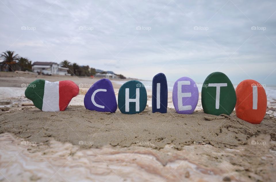 Chieti, Italy, souvenir on colourful stones