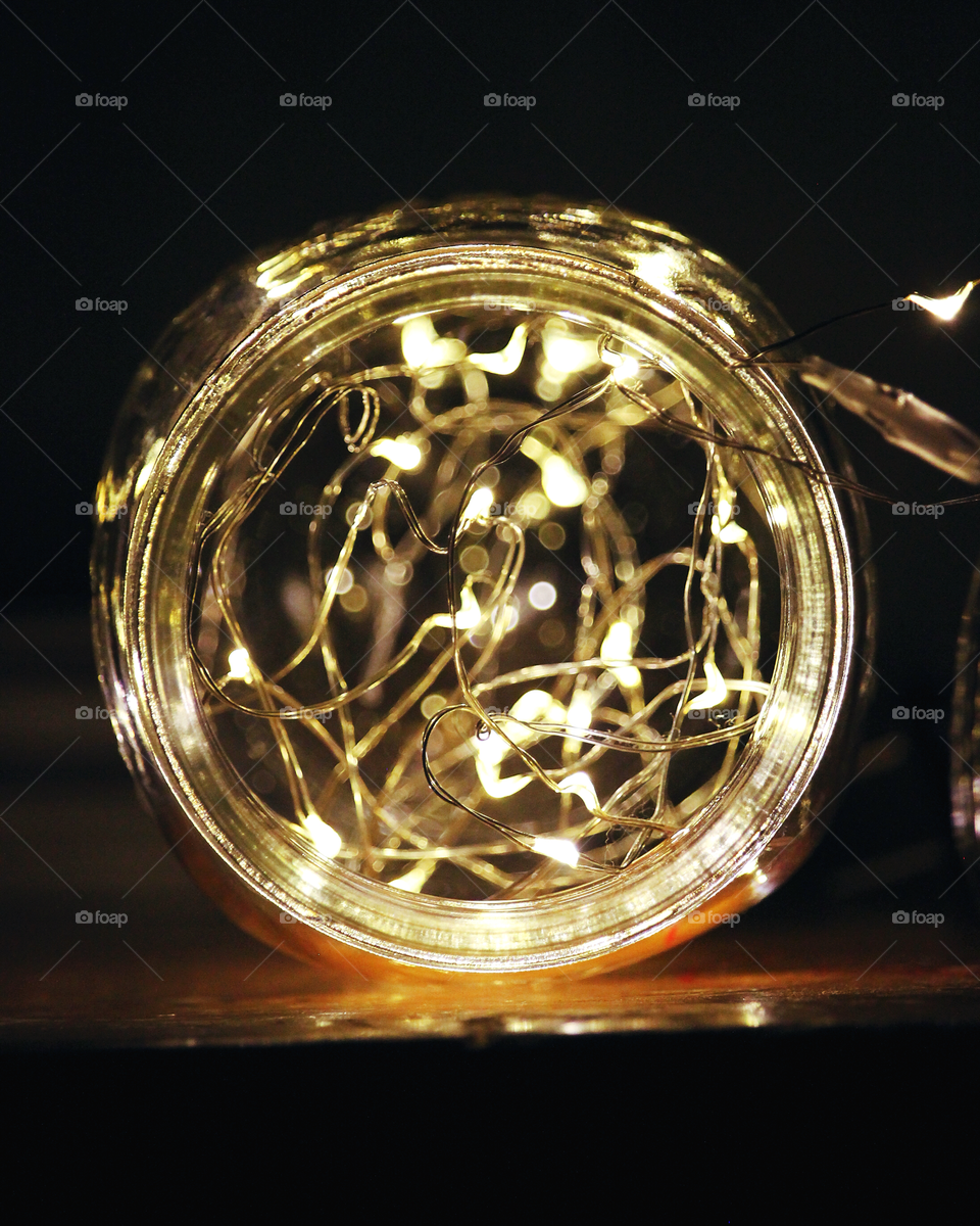 Light and bokeh trapped in a jar. 