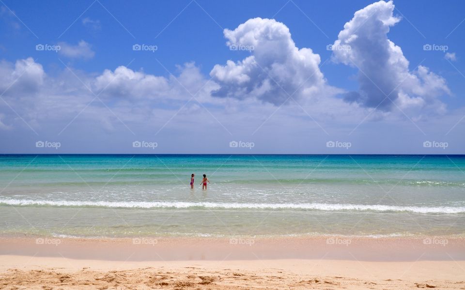 Swimming on the Atlantic Ocean Fuerteventura canary island Spain  