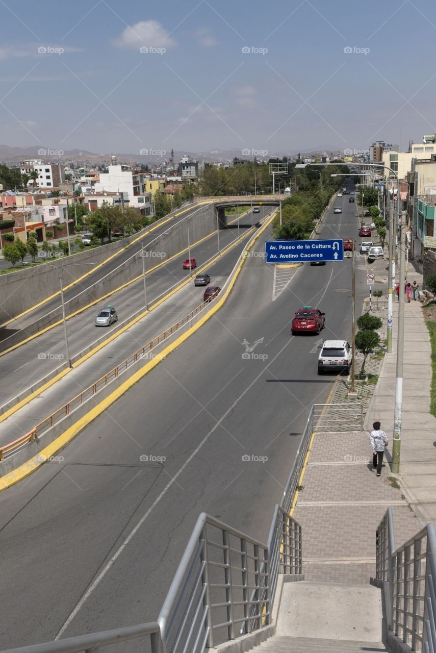 City highway. Avenue for traffic of cars and people