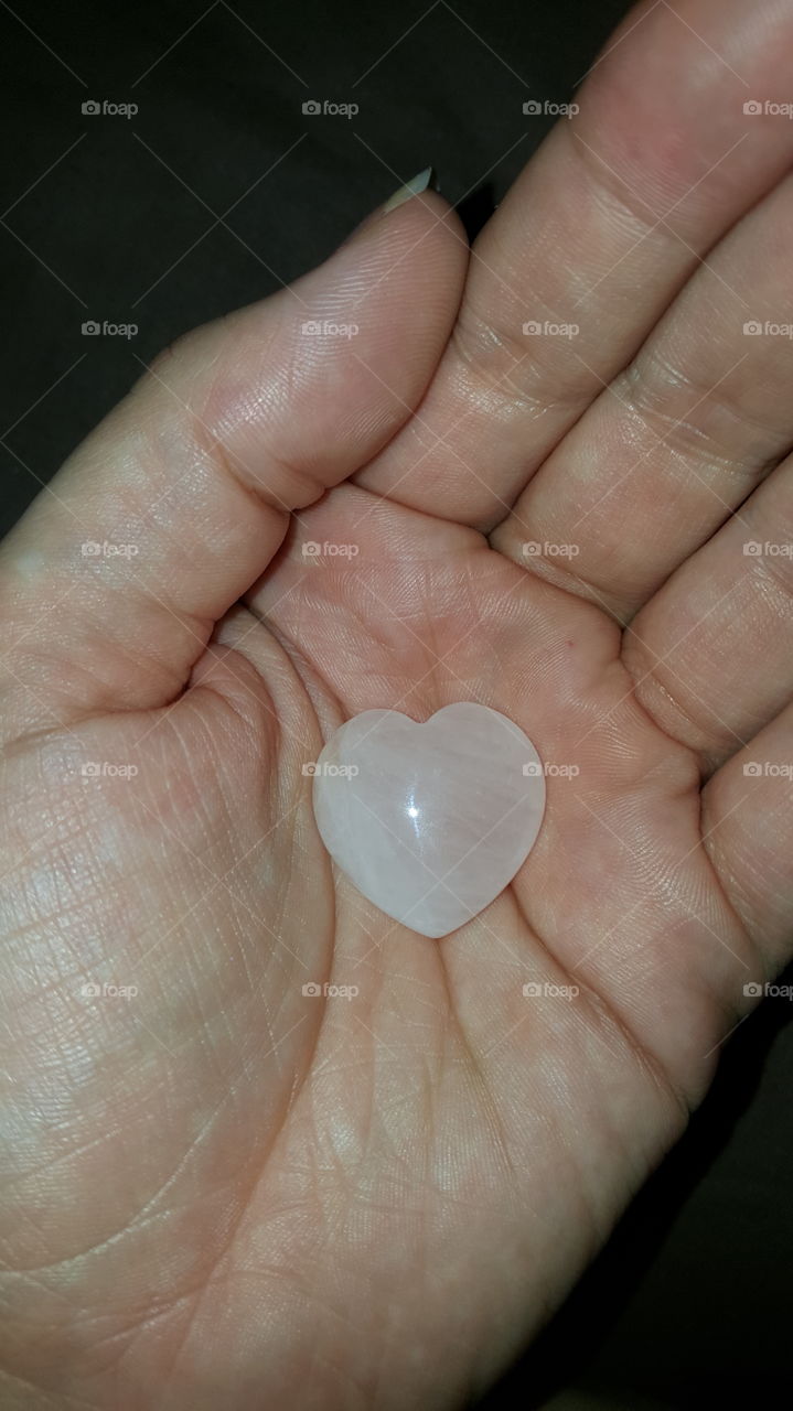 Heart in your hand. Rose Quartz heart