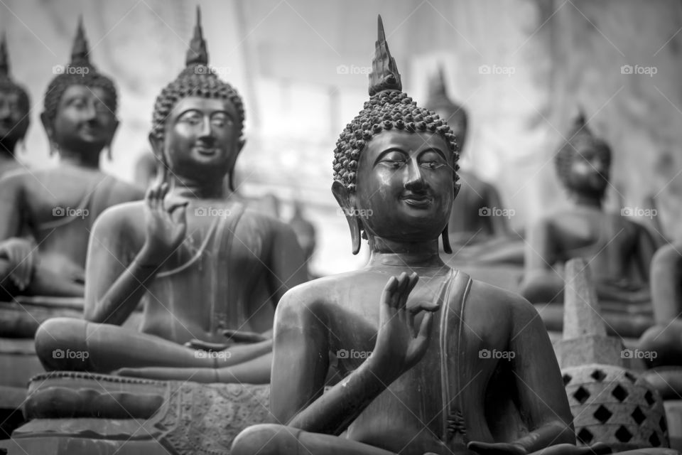 Buddhas in Srilanka in black and white