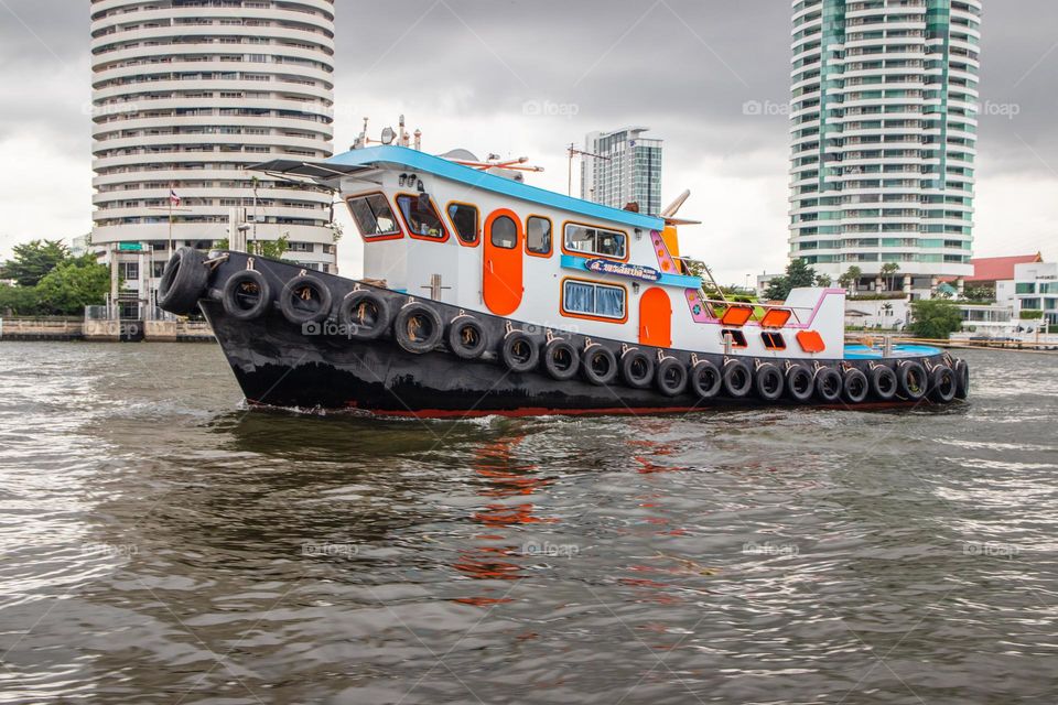 a Tug or Tow Boat at the Chao Phraya River of the Capital City Bangkok Thailand Southeast Asia