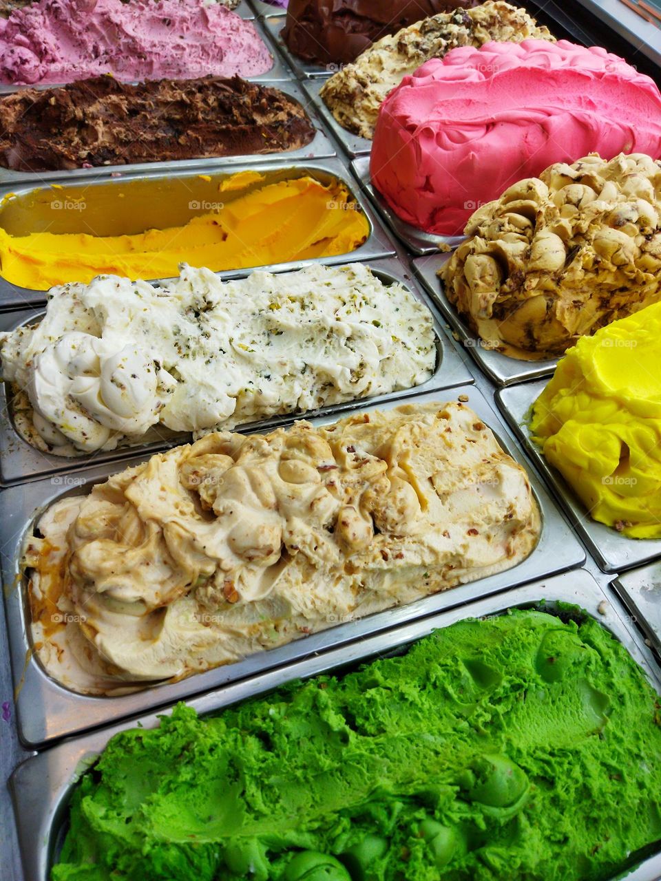 Ice cream in different flavors