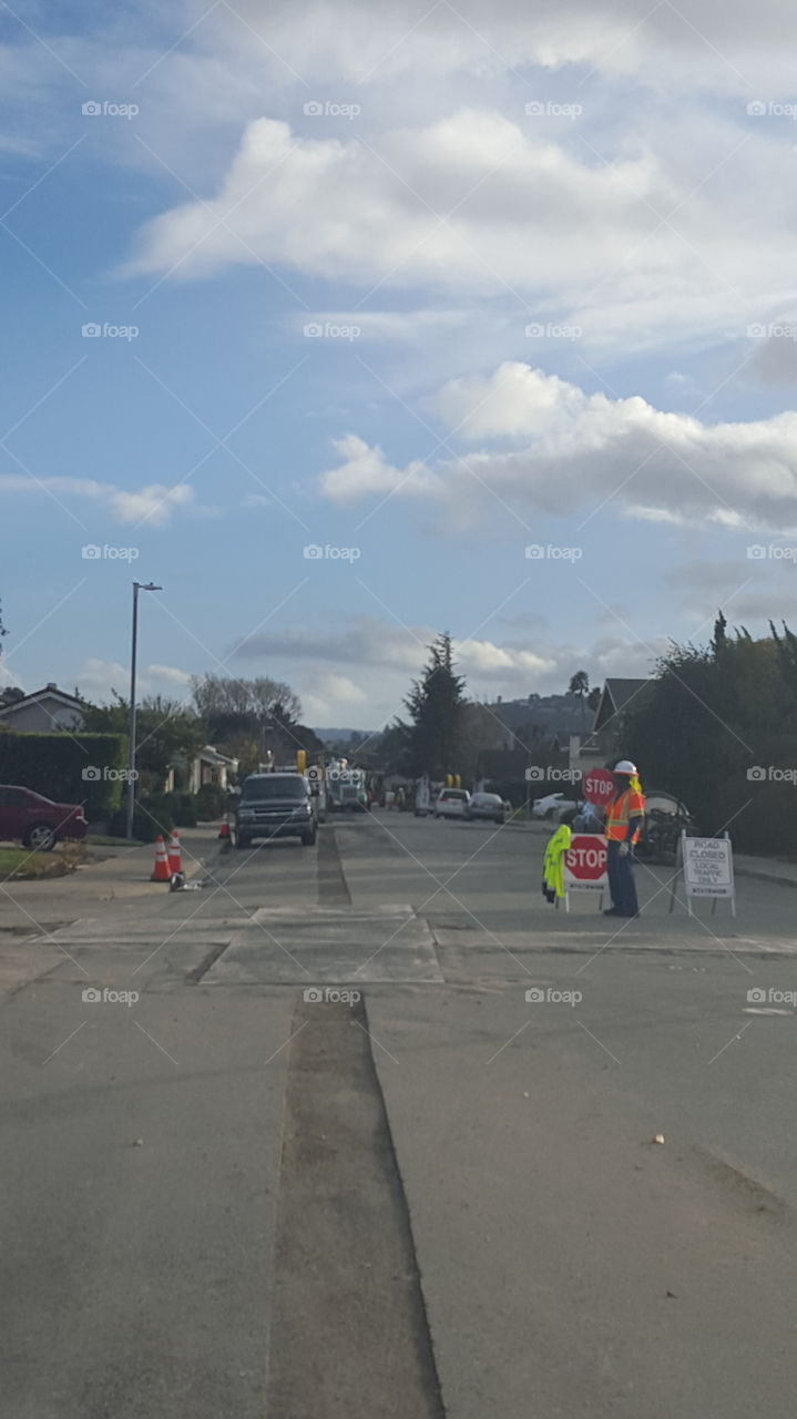 construction blocking the street