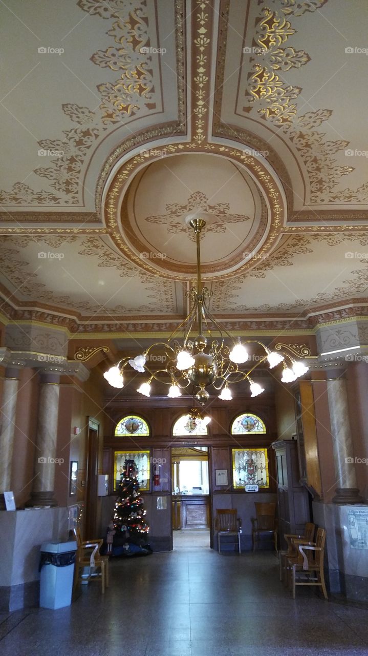 Historic Indiana courthouse ceiling