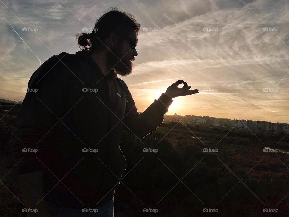 man in backlight