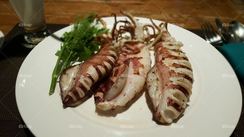 Roasted squid
