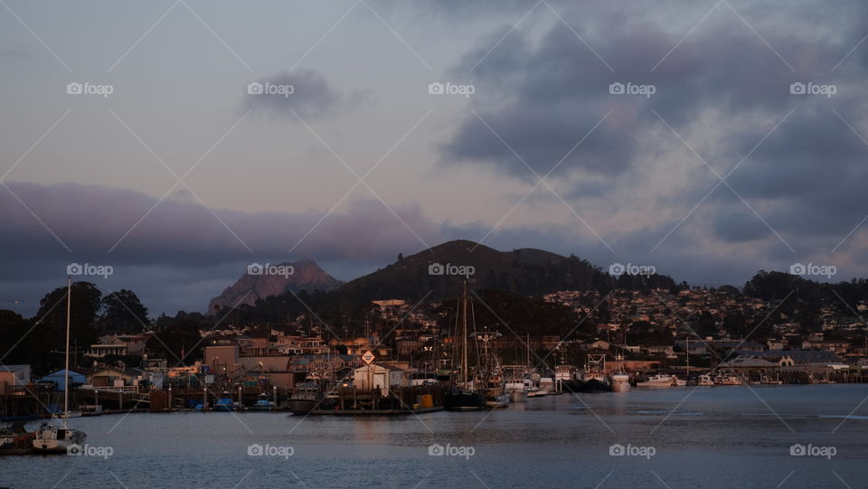 Coastal town in evening