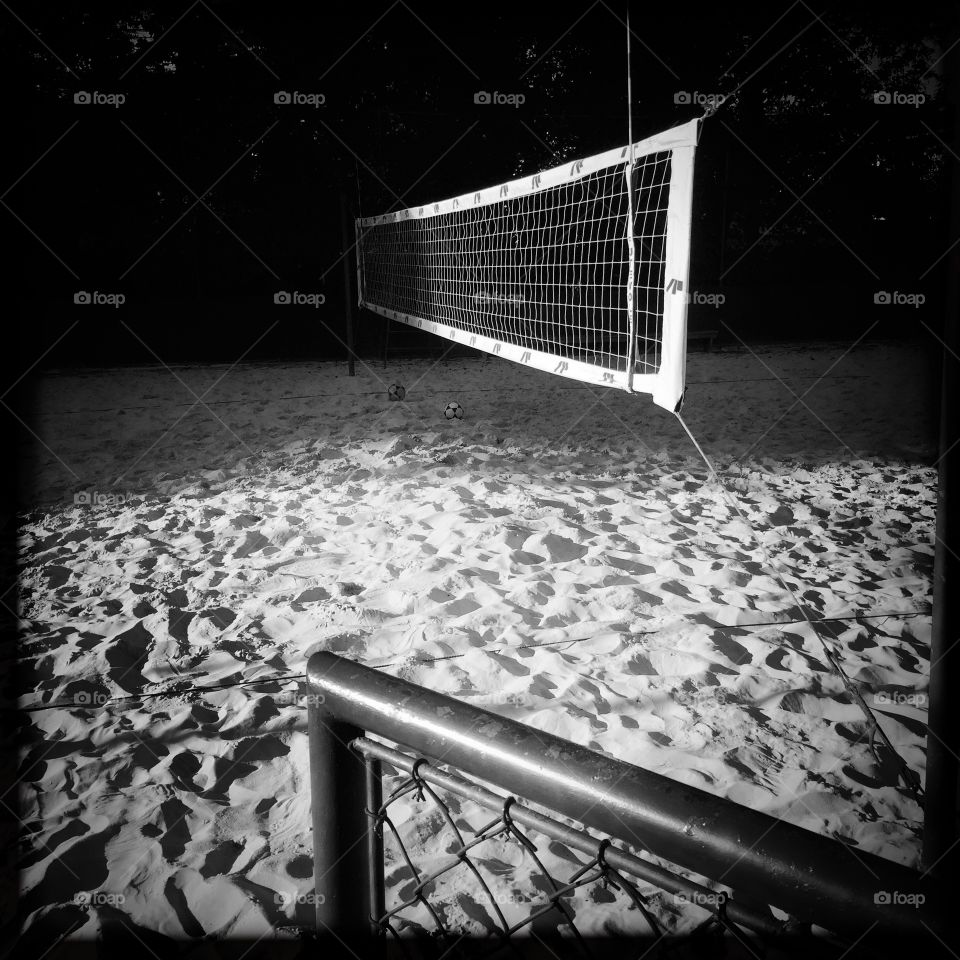 Empty beach volleyball court 