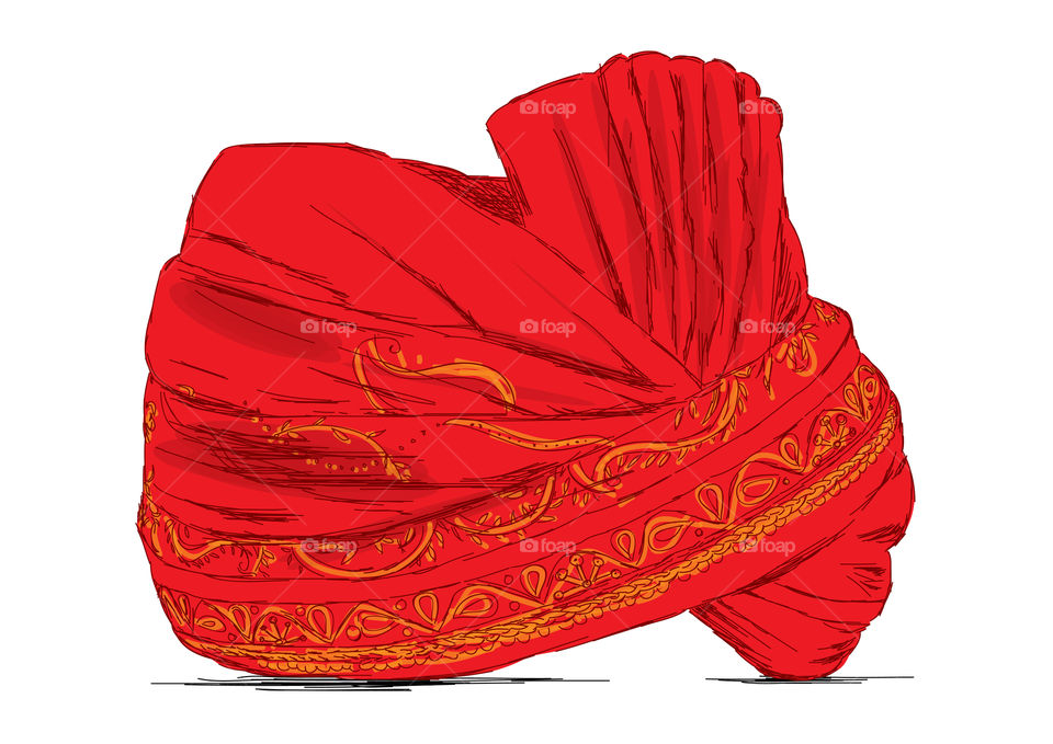 Indian traditional headgear pagdi illustration