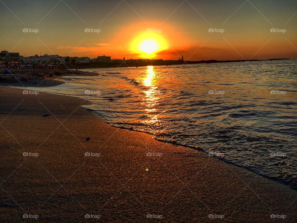 A beautiful italian sunset on the beach