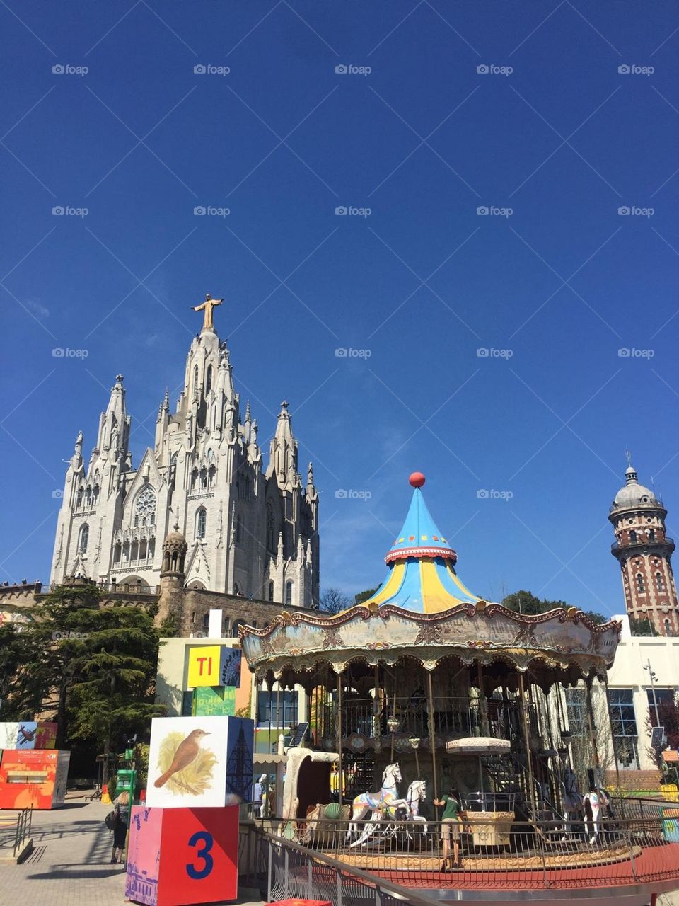 Church and carousel