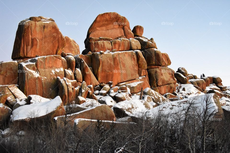 Vedauwoo rock formations in winter