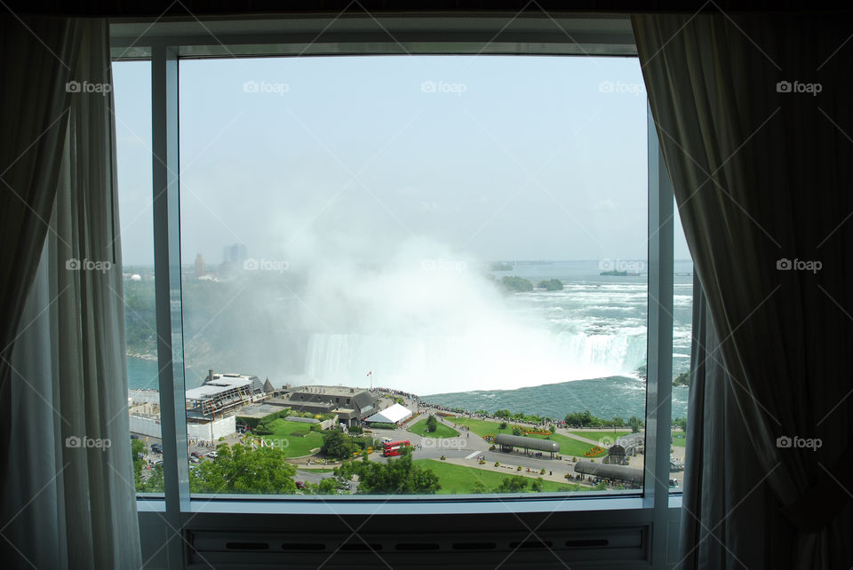 Window view, Niagara Falls view through penthouse window