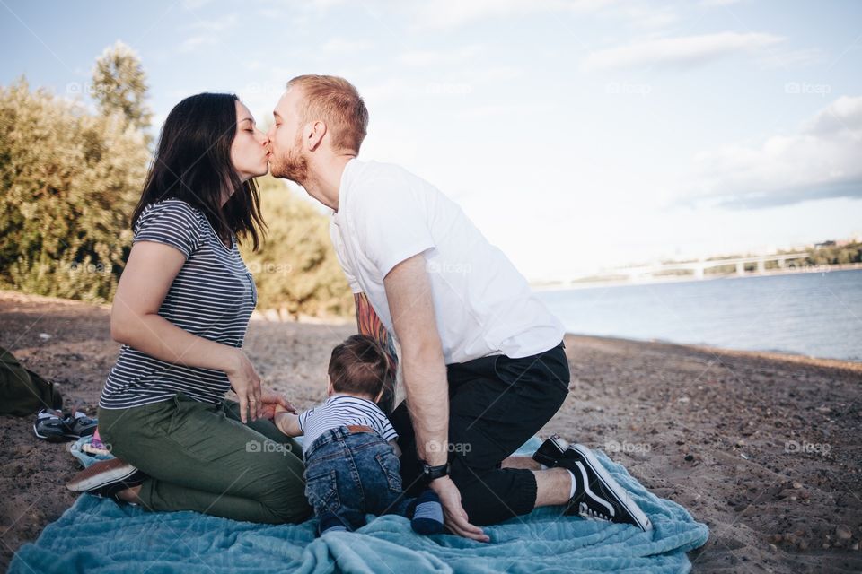 Family on the beach