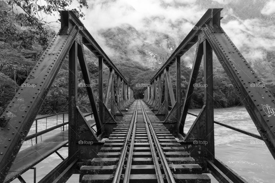 Empty railroad over river