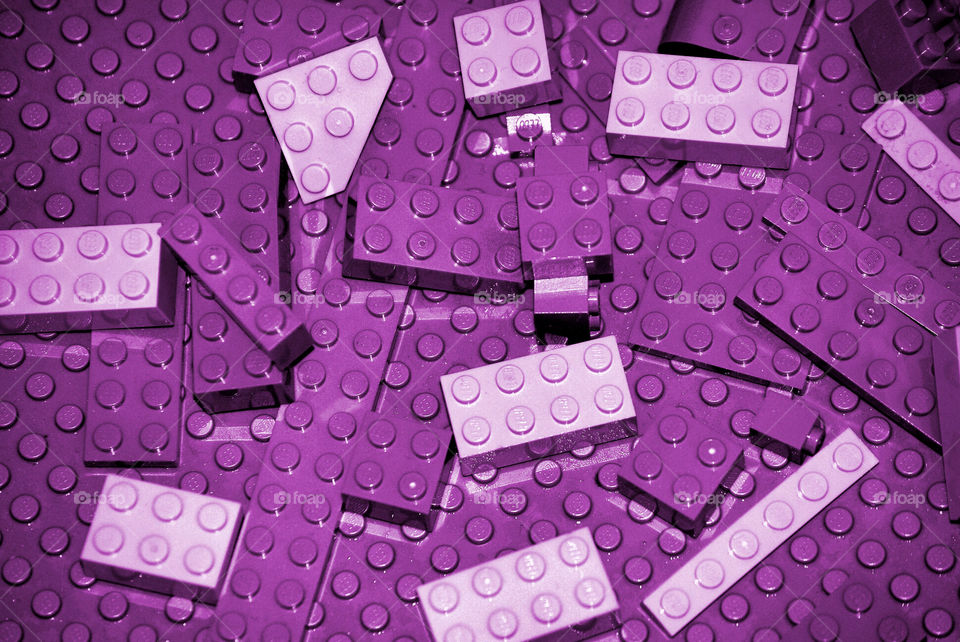Overhead view of purple legos
