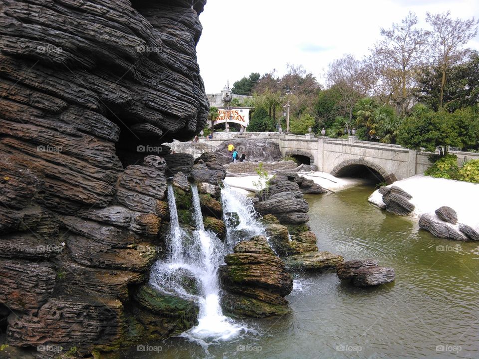 View of waterfall in park