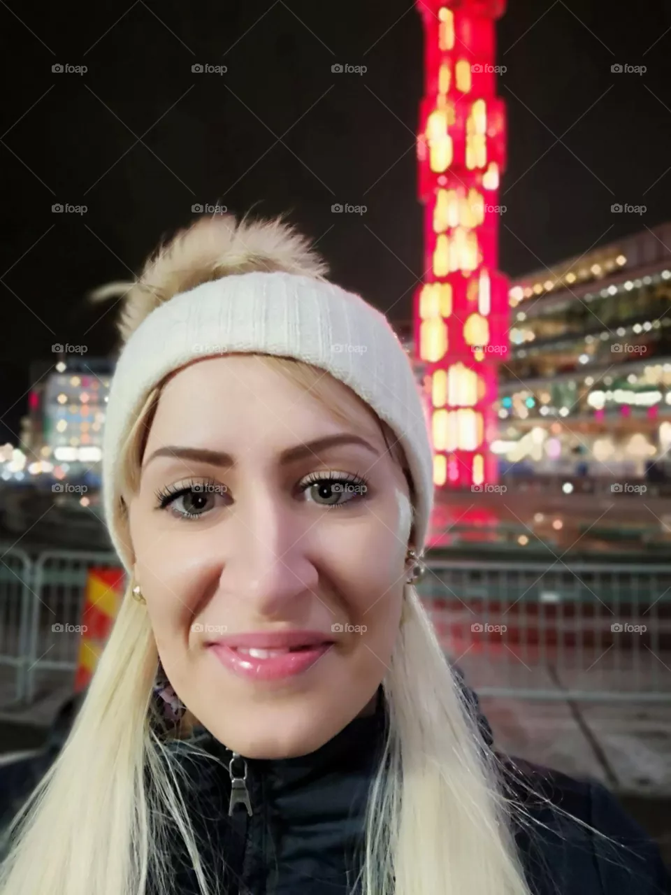 Girl in front of the Glass Penis Statue.