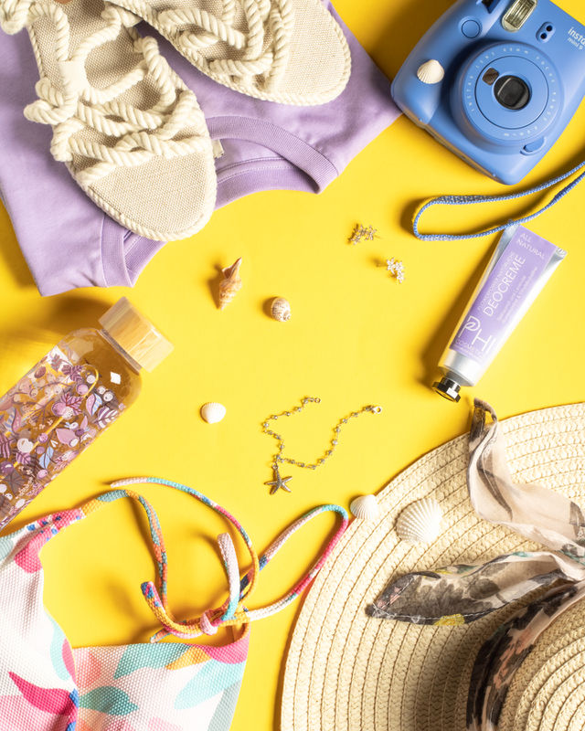 Sunny summer flat lay