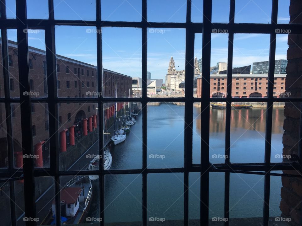 Liverpool Docks . At the karate World Cup we stayed in the converted dock hotel. View from our room ! 