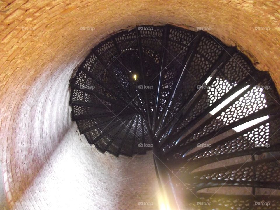 Spiral staircase inside lighthouse 