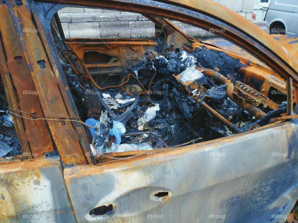 Old burnt car