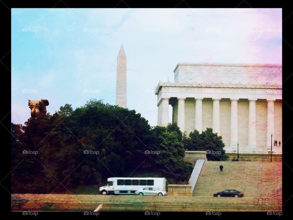 Lincoln Memorial and Washington Monument from the Potomac