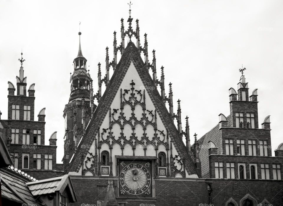 Beautiful architecture of the Polish city.  Wroclaw, 5.06.2022