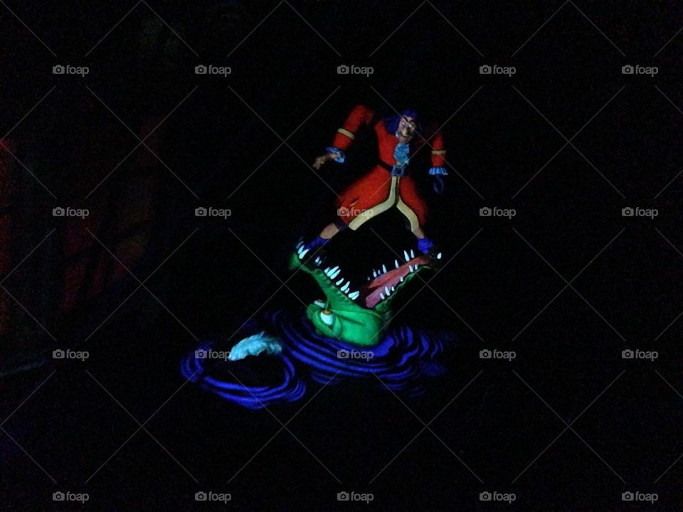 Captain Hook and the tic-rock croc on Walt Disney World Orlando's Peter Pan's Flight || dark, aesthetic, Disney, Peter Pan