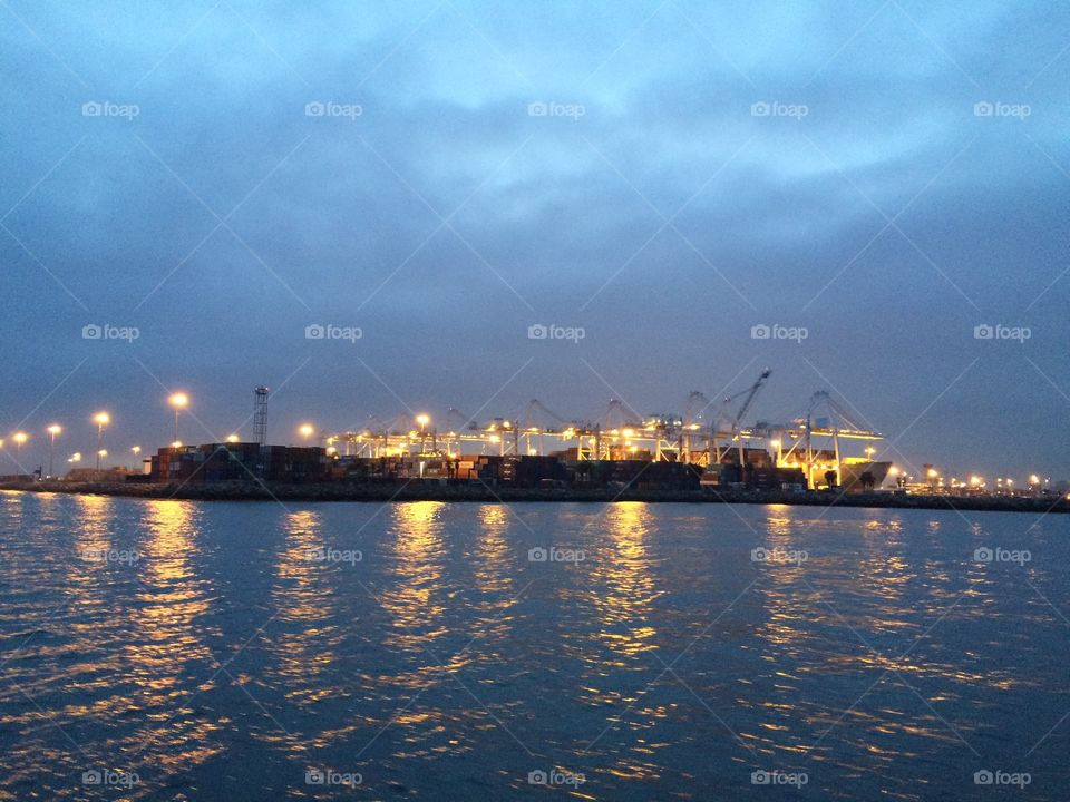 Port of Long Beach cargo and cranes 