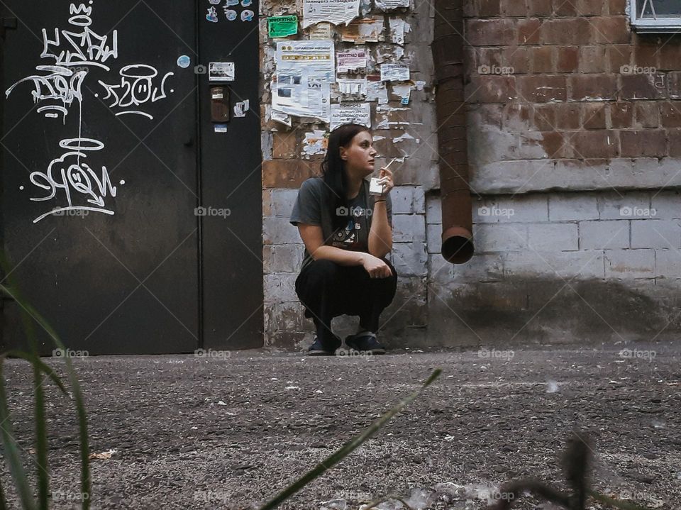 City dweller with a sad face