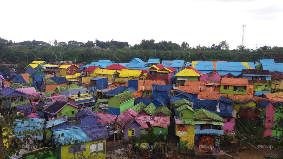 colorful hamlet or colorful house in the city Malang, East Java