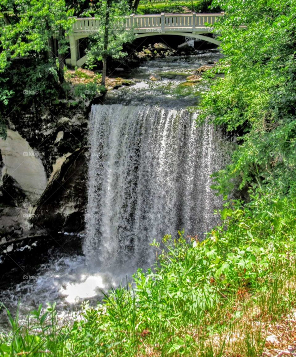 Cascading WaterFall And Arched Bridge "Serenity at its Best"