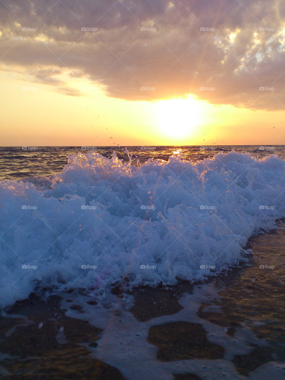 Beach sunset preveza water sand waves