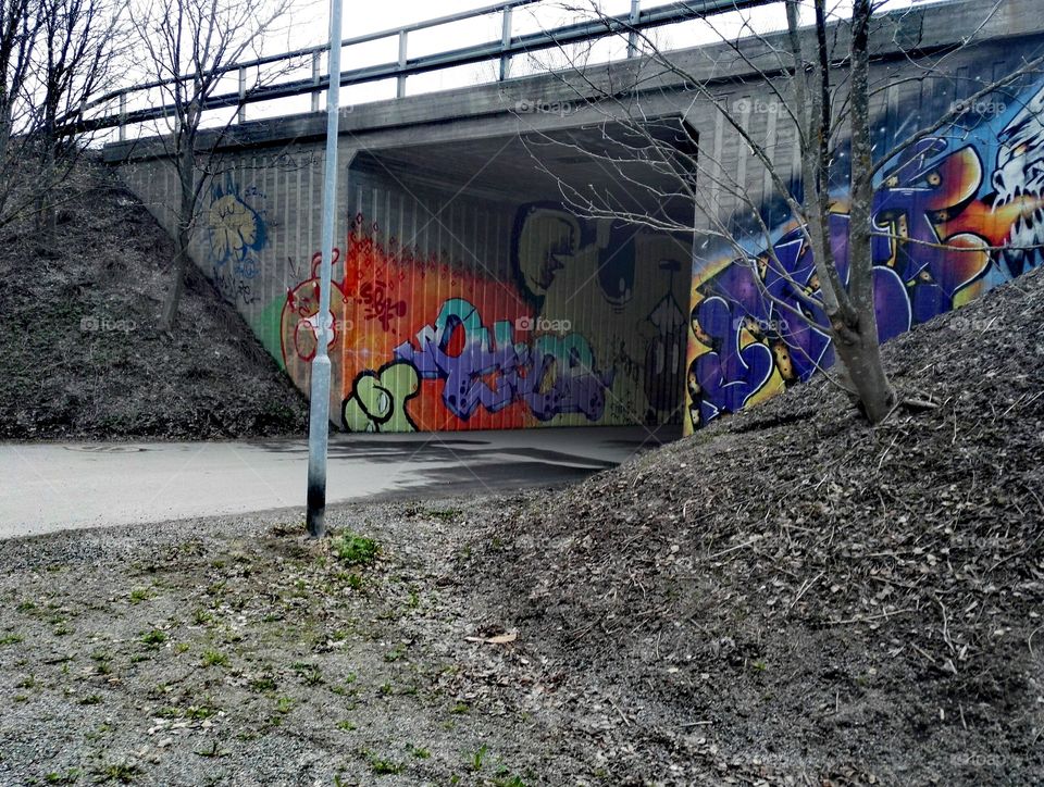 Colorful graffiti tunnel on Finland.