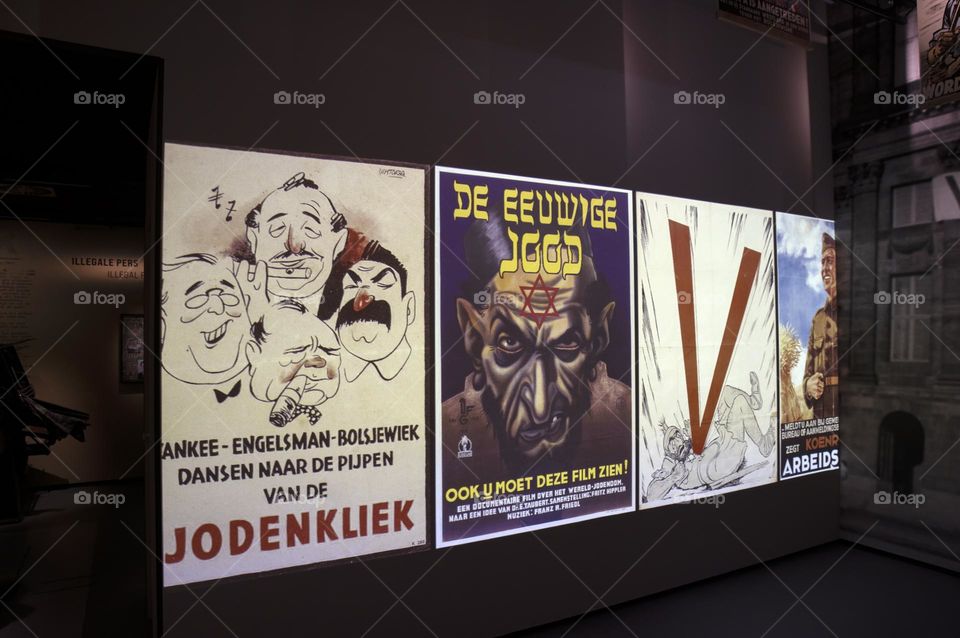 Propaganda Posters Inside At The Resistance Museum At Amsterdam The Netherlands 18-5-2024